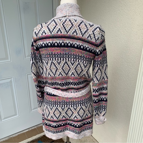 CAT & JACK. Multicolor Sweater w/Southwestern pattern w/belt. No buttons. - Picture 3 of 12